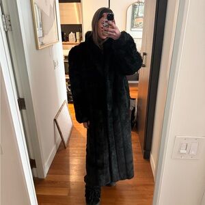 Luxurious Black Faux Fur Coat